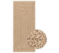 vidaXL ZIZUR Rug-Indoor/Outdoor Polypropylene Carpet with Jute Look, Brown, UV-Resistant Rectangular Door Mat, 80x200 cm