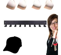 Rectangular 9-Hook Heavy Metal Key Organizer Rack,12.0in×1.77in×0.6in,Industrial Black Finish,Includes Fixings,Max Load 5kg,for Hallway,Kitchen,Key Organizer Rack with 9 Hooks,Key Holder for Wall