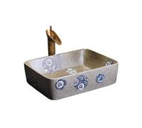 Rectangular Above Counter Basin Bathroom Retro Art Ceramic Sink (Including Accessories) for Lavatory