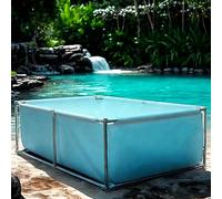 Rectangular Above Ground Swimming Pool, Durable Steel Frame, Easy Assembly, Includes Repair Patch - Ideal for Families & Kids
