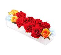 Rectangular Acrylic Vase for Flowers, Transparent Rectangle Acrylic Flower Vase, Floral Centerpiece for Dining Table, 30cm Long Clear Flower Vase Arrangement for Weddings Home Decor (18 Holes)