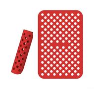 Rectangular Air Fryer Mat Silicone Nonstick Reusable 203 x 133mm Dishwasher Safe Heat Resistant Baking Roasting Grilling Accessory Black Red Gray Fits Most Standard Baskets Family Meal Prep(Red)