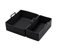 Rectangular Air Fryer, Silicone Liners Tray, Silicone Airfryer Pot, Baking Tray Liner, Heat Resistant Pots for Kitchen, 8.27x4.13x2.76/8.27x7.09x2.76in Gray Black