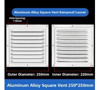 Rectangular Air Vent Cover 150x150mm Alloy Louvre Grille with Fly Net for Bathroom Kitchen Ventilation(250 * 250mm)