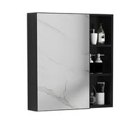 Rectangular Aluminum Alloy Bathroom Medicine Cabinet with Mirror Wall Mounted Storage Wardrobe for Bathroom Bedroom & Living Room Color: Black Size: 31x4x26in