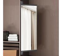 Rectangular Aluminum Alloy Framed Flat Wardrobe Mirror 180° Rotatable Shatterproof Glass Stylish Bedroom Decor with Base Storage Box