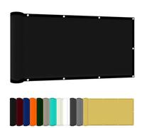 Rectangular Awning 40x600 cm - UV Protection Polyester Fabric for Balcony & Patio Wind & Sun Protection Durable Black Outdoor Shade with Rope