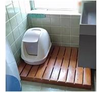 Rectangular Bamboo Bath Mat Non-Slip Waterproof Shower Mat Ideal for Spa Sauna Pool Courtyard & Bathroom Use - Elegant Wooden Design for Ultimate Comfort