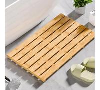 Rectangular Bamboo Bath Mat Wooden Shower Bath Mat Non-slip Floor Mats For Bathroom, Outdoor Shower & Spa Multipurpose Duckboard with Anti Slip Rubber Feet Duck Board Wooden Shower Mats 60 x 35cm