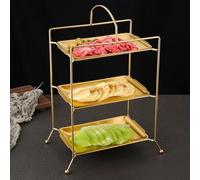 Rectangular Barbecue Serving Rack in 304 Stainless Steel with Multi Layer Storage for Commercial Kitchens (L)