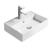 Rectangular Bathroom Countertop Basin, Crisp Square Design, White, 500 mm