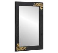Rectangular Bathroom Mirror Black Solid Mango Wood 70x50x2.5 cm Wall Vanity Slim
