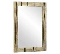 Bathroom Mirror with Mirror Glass and Solid Mango wood Decor Reflective vidaXL