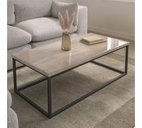 Rectangular Beige Travertine Effect Coffee Table - Demi