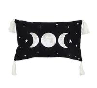 Rectangular Black Moon Cushion With Tassels & Removable Inner