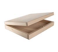Rectangular Book Shaped Wooden Box with Lid & Bolt Closure | 21 x 17 x 4 cm | Trinket Keepsake Memory Gift Craft Shallow Slim Flat Storage Box Case | Unpainted & Untreated Plain Linden
