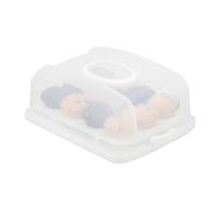 Relaxdays Rectangular Cake Carrier, Lidded, for Cakes & Muffins, Pastry Container, HWD: 15.5x37.5x27.5 cm, White/Clear