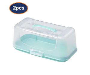 Rectangular Cake Carrier Plastic Reusable Airtight Loaf Carrier Storage Set Of 2