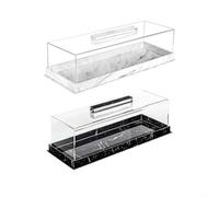 Rectangular Cake Display Stand With Acrylic Cover, For Showcasing Assorted Desserts And Keeping Them Fresh At Parties And Special Occasions(White)