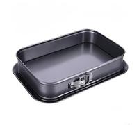 Rectangular Cake Pan with Removable Bottom and Quick Release Buckle, Carbon Steel Tray Designed for Baking Cheesecakes, Paella, Pizzas, and Other Desserts with Easy Cleanup