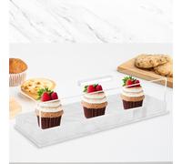Rectangular Cake Tray with Clear Lid Acrylic Rectangle Cake Stand Marbleized Bakery Display Case 35.5×12.7×9cm Reusable Dessert Serving Tray Pastry Display Cabinet for Party Wedding Birthday (White)