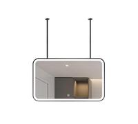 Rectangular Ceiling-mounted Mirror, Hanging Vanity Mirror, LED Tri-color Lighting, Suitable for Home and Hotel Bathrooms(Black,90x60cm)