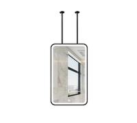 Rectangular Ceiling-mounted Mirror With LED Lights, 3-color Illumination Metal Ceiling Hanging Floating Mirror, And Adjustable Brightness For Living Room, Bedroom, And Walk-in Closet(100L x 50W cm)