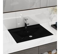 Rectangular Ceramic Basin Sink White with Faucet Hole 60x46 cm