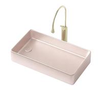 Rectangular Ceramic Bathroom Vessel Sink Above Counter Vanity Sink with Coating & Pop Up Drain Stylish Bowl Sink for Home & Hotel 18.8in/48cm
