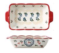 Rectangular Ceramics Baking Dishes with Handle, Casserole Dish Baking Dish, Lasagne Dish, Oven to Table Baking Dish with Ceramic Handles Ideal for Lasagne/Pie/Casserole/Tapa(750ML)