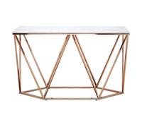Rectangular Champagne Console Table, Boutique Geometric Entryway Table with Champagne Gold Metal Base Premier Housewares Gold One Size