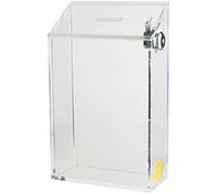 Rectangular Clear Acrylic Donation Suggestion collection Box Pre Drilled Holes For Wall mounted Or Retail Countertop Tip Box with slant top 9.3 x 2.5 x 5.5 inches, Lock With set of keys