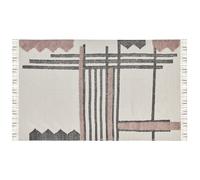 Rectangular Cotton Area Rug 140 x 200 cm Beige and Black MURADIYE