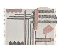 Rectangular Cotton Area Rug 160 x 230 cm Beige and Black MURADIYE