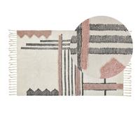 Rectangular Cotton Area Rug 80 x 150 cm Beige and Black MURADIYE