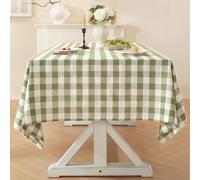 Rectangular Cotton-Linen Checkered Tablecloth, Washable & Wrinkle-Free, Perfect for Baby Showers, Picnics, Dining, 152.4 x 304.8 cm, Seats 10-12