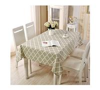 Rectangular Cotton Linen Tablecloth 110x170CM, Light Green Rhombus Pattern, Perfect for Weddings, Parties, Dining, Kitchen Decor, & Stylish Table Cover
