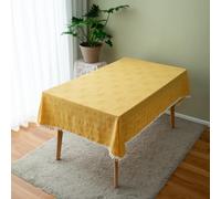 Rectangular Cotton Linen Tablecloths, Dust-Proof Tablecloth, Washable Kitchen Table Cloth, for Kitchen Dinning Tabletop Buffet Decoration (Yellow,90 x 90 cm)