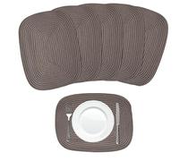 Rectangular Cotton Rope Placemats 43 x 33 cm - Woven Dining Table Mats - Neutral Kitchen Placemats Set - Modern Table Decor (6, Taupe)