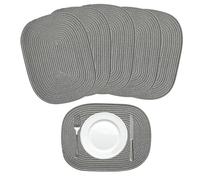Rectangular Cotton Rope Placemats 43 x 33 cm - Woven Dining Table Mats - Neutral Kitchen Placemats Set - Modern Table Decor (6, Soft Grey)