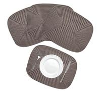 Rectangular Cotton Rope Placemats 43 x 33 cm - Woven Dining Table Mats - Neutral Kitchen Placemats Set - Modern Table Decor (4, Taupe)