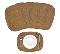 Rectangular Cotton Rope Placemats 43 x 33 cm - Woven Dining Table Mats - Neutral Kitchen Placemats Set - Modern Table Decor (6, Sand)