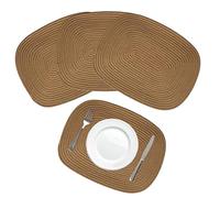 Rectangular Cotton Rope Placemats 43 x 33 cm - Woven Dining Table Mats - Neutral Kitchen Placemats Set - Modern Table Decor (4, Sand)
