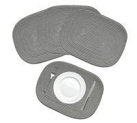 Rectangular Cotton Rope Placemats 43 x 33 cm - Woven Dining Table Mats - Neutral Kitchen Placemats Set - Modern Table Decor (4, Soft Grey)