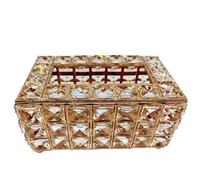 Rectangular Crystal Tissue Box Cover, Clear Glass Tissue Box Cover Gold Crystal Napkin Holder Facial Tissues Holder Dispenser for Hmoe