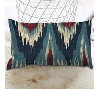 Rectangular Cushion Cover Blue Green Red Cream Ikat Pillowcase Pillowcase Retro Throw Pillow Covers Farmhouse Decorative For Sofa Bedroom Bed Chair Couch 20x30 IN