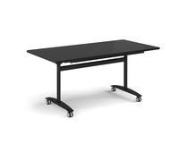 Rectangular deluxe flip top meeting table with black frame 1600mm x 800mm -Black