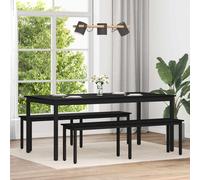 Rectangular Dining Table Black Oak 180x90x75cm Engineered Wood Metal Frame Slim