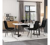 Rectangular Dining Table Set with 4 Black Velvet Chairs 117x68cm Kitchen Dining Group Elegant Dining Room Furniture Modern Black Table Legs Perfect for Home and Kitchen