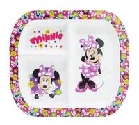 RECTANGULAR DIVIDED PLATE RESUSABLE PLASTIC 3 COMPARTMENTS (Minnie Pink)